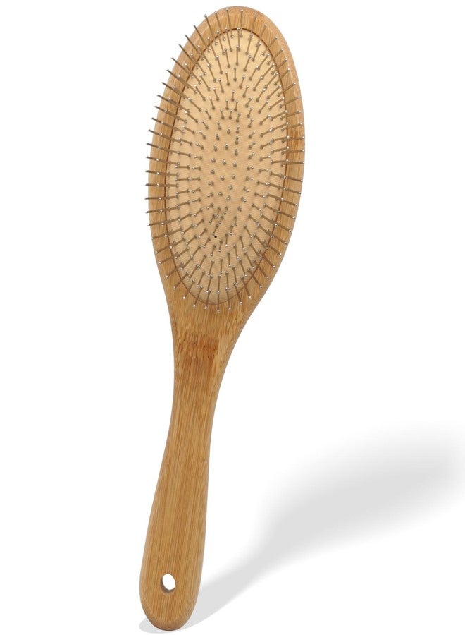 Zoolinn Bamboo Hair Brush, with Metal Bristles - Anti-Static, for Smoothing & Massage & Detangling, for All Hair Type, Men, Women - Image 1